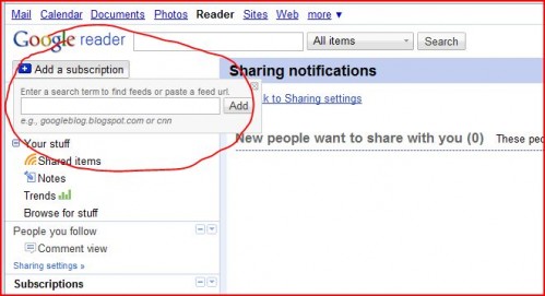 google reader add subscription